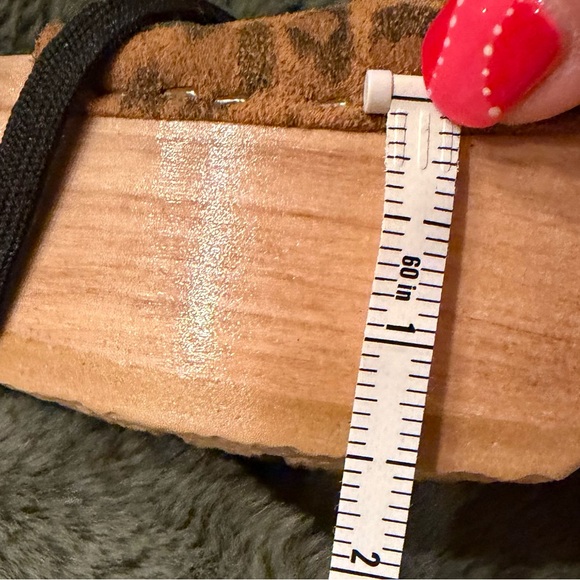 No. 6, Leopard Print Lace Up Women's Wooden Sandals, Size 38/7.5 - Picture 11 of 12